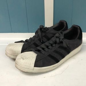Adidas Black Suede White Shell Tops‎ mens size 12